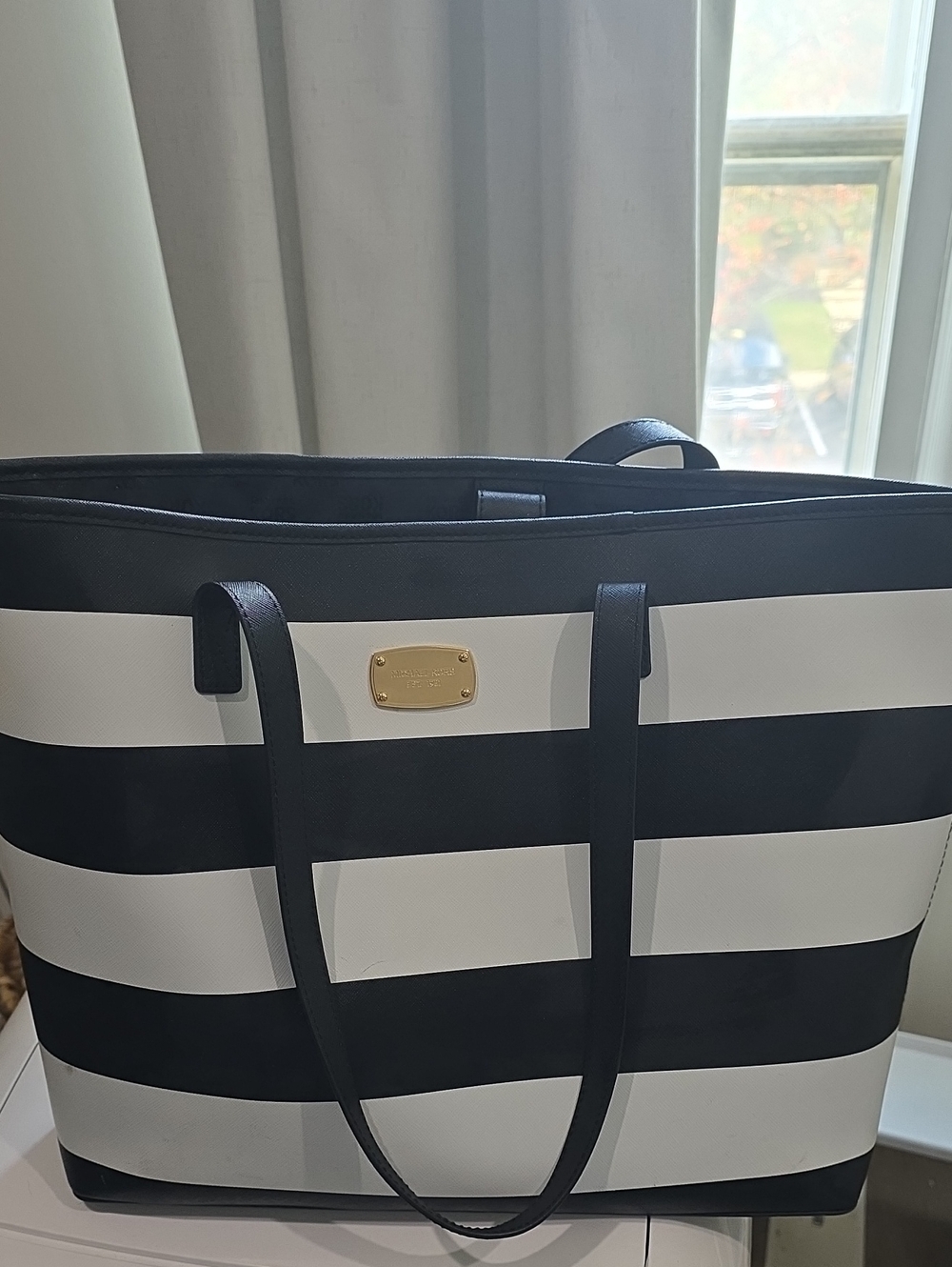 Michael Kors Striped Black and White Tote Bag